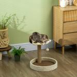 Arranhador para Gato com 2 Camas Poste de Juta Brinquedo Pendurado Ø41x44 cm Marrom