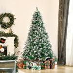Árvore de Natal Artificial 180cm com 800 Ramos e 61 Pinhas Folhas de PVC com Efeito Neve Base Dobrável Verde