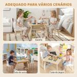 Conjunto de Mesa e 2 Cadeiras com Encosto em Forma de Ursinho e Compartimentos Ocultos Madeira e Branco
