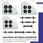 Kit de Halteres 20kg 2 em 1 com Barra de Pesos Pega Antiderrapante para Treino de Força Preto Verde
