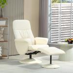 Poltrona Relax com Apoio para os Pés Estofada em PU Reclinável até 145° e Giratório 360° com Encosto Ajustável 81x81x105cm Creme