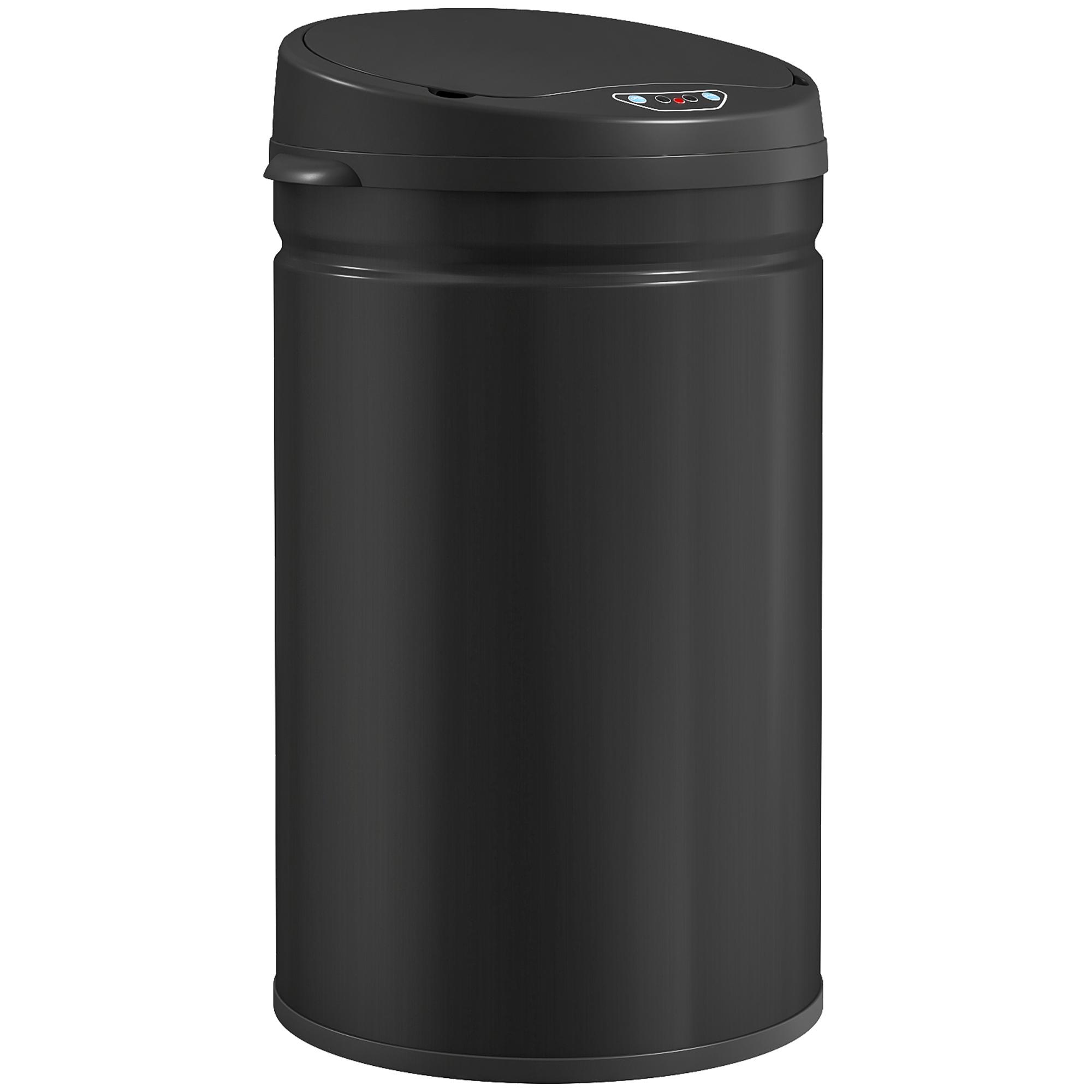 Balde de Lixo de Cozinha Automático 30 L em Aço Inoxidável Sensor Infravermelhos Fecho Automático 32x30,5x51 cm Preto