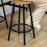 Conjunto de Móveis Altos de Bar com 5 Peças Mesa de Refeição Industrial e 4 Bancos Redondos Marrom Rústico e Preto