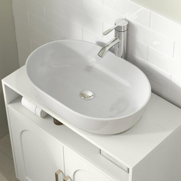 Móvel debaixo de Lavatório com Prateleira Ajustável para Lavatórios sem Pé 60x30x63 cm Branco Creme