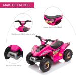 Quadriciclo Elétrico para Crianças de 18 - 36 Meses Quadriciclo a Bateria 6V com Avance e Retrocesso 72x40x45,5cm Rosa