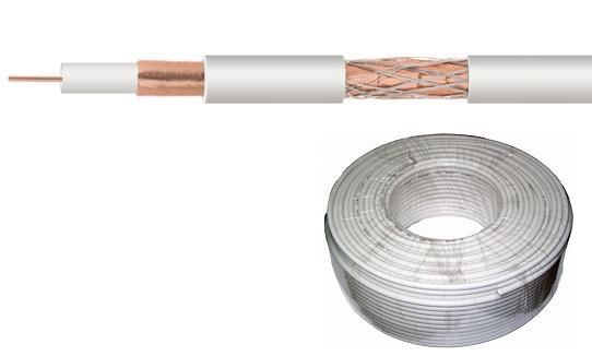 Bobine Cabo Coaxial RG6 Cobre Ø7mm Branco (100 mts) - NIMO