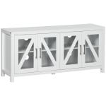 Móvel de TV para Televisores de até 58" com 4 Portas de Vidro Temperado e Prateleiras Ajustáveis 130x35x60 cm Branco