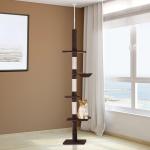 Árvore Arranhadora para Gatos Arranhador para Fixar ao Teto Altura Ajustável com Plataformas Poste de Sisal 40x34x230 - 260cm Marrom