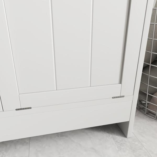 Armário de Casa de Banho com Cestos de Roupa Suja Móvel Roupa Suja com 2 Compartimentos 66x33x68 cm Branco