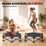 Trampolim de Fitness Dobrável 104 cm com Barra Ajustável em 3 Alturas e Bolsa de Transporte Preto