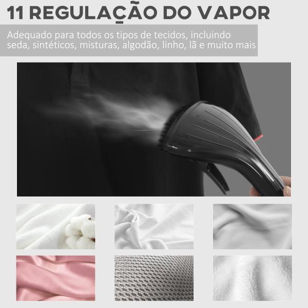 Ferro de Engomar a Vapor 1800W Temperatura Ajustável 11 Níveis Depósito de 2 L Aquecimento em 38s 35x25x47 - 118,5 cm Preto