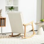 Poltrona Baloiço Moderna em Borrego com Apoio para os Braços de Madeira de Faia Poltrona de Amamentação 65x90x98 cm Creme