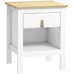 Mesa de Cabeceira Moderna Mesa de Cabeceira com 1 Gaveta Compartimento Aberto Puxador de PU 45x40x55 cm Branco
