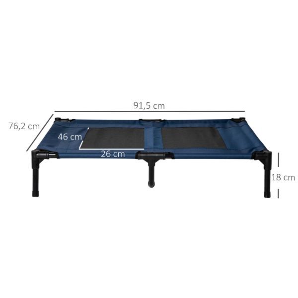 Cama para Animais de Estimação Cama Elevada para Cães Gatos Portátil Tecido Transpirável Resistente a Água 91,5x76,2x18cm Azul