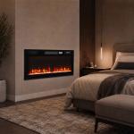 Lareira Elétrica Ultrafina 900/1800W Encastrável/De Parede/De Pé, 12 Cores de Chama 3D, Controlo Remoto, até 35 m², Preta