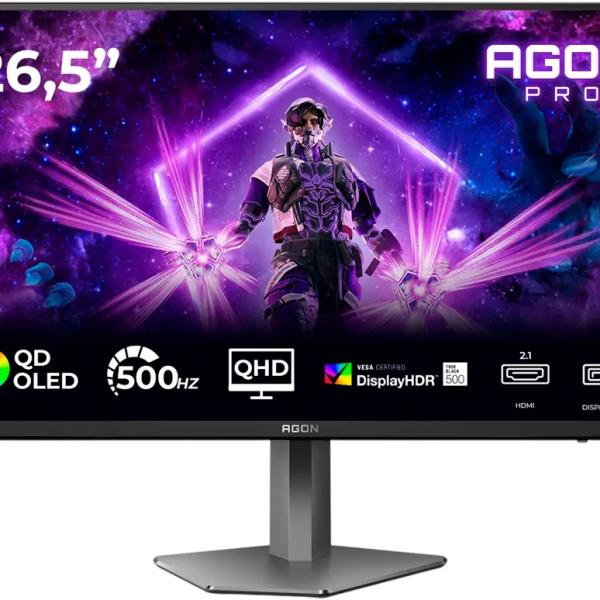 Monitor Agon Pro 26.5 AG276QKD2 Quad HD QD - OLED (Preto/Cinzento) - AOC