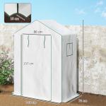 Estufa de Jardim com 1 Porta 2 Janelas e Prateleiras de 2 Níveis em Forma de U para Cultivo de Plantas 140x73x190 cm Branco