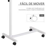 Mesa Auxiliar com Rodas para Sofá e Cama Altura Ajustável e Estrutura de Aço 77x40x76 - 100 cm Nogueira Escura