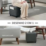 Apoio para os Pés Sala de Estar Banco Estofado em Linho com Bolso Lateral Tampa com Botões 35x35x35 cm Cinzento