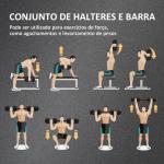 Conjunto de Halteres de 30 kg 2 em 1 com Barras de Conexão e Barra de Extensão Treinamento de Força e Levantamento de Pesos Preto