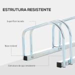 Estacionamento para 6 Bicicletas Suporte de Aço para Estacionar Bicicletas no Chão para Interior e Exterior 179x33x27 cm Prata