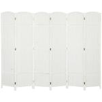 Biombo de 6 Painéis Separador de Ambientes Dobrável 240x170 cm para Sala de Estar Dormitório Escritório Branco