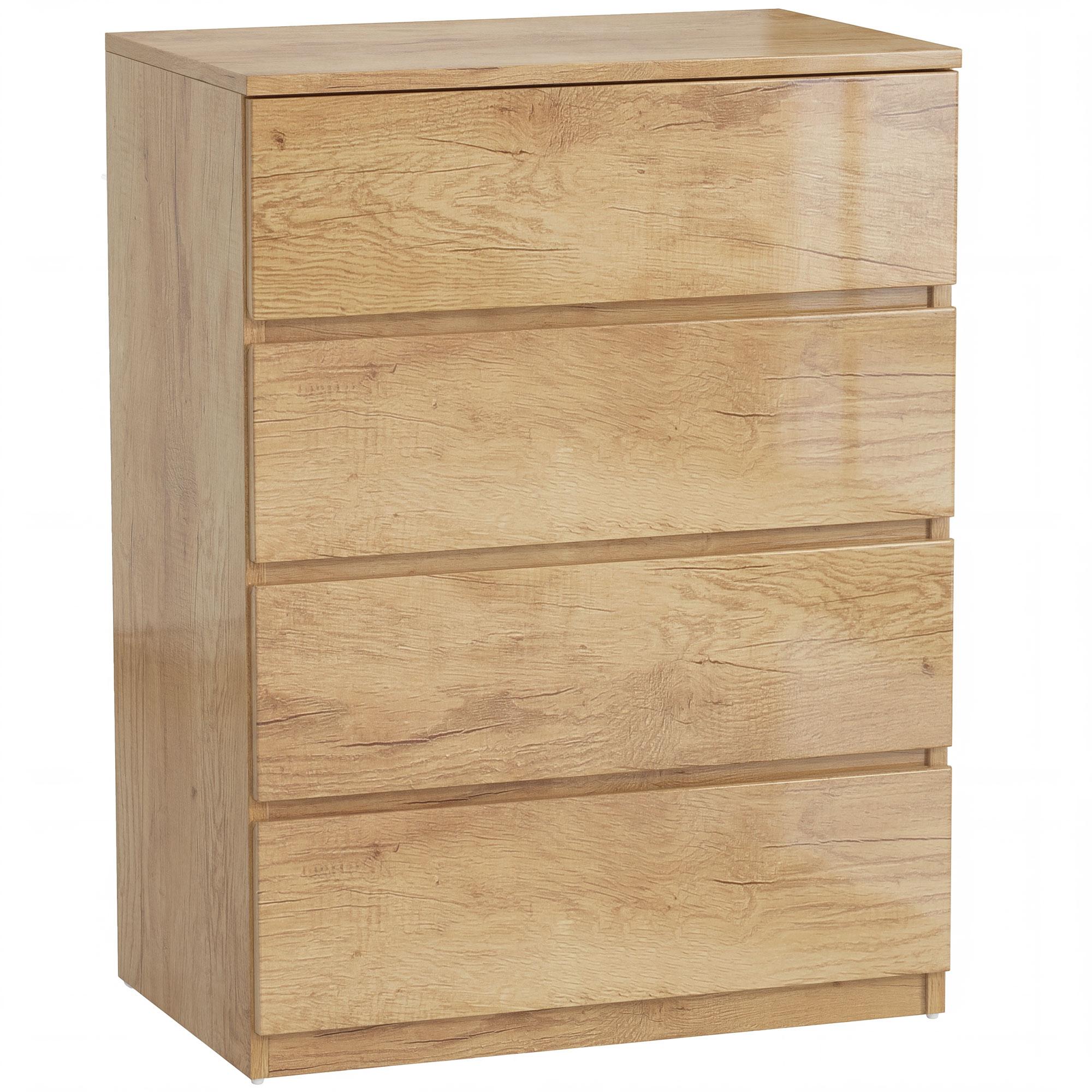Cómoda de 4 Gavetas para Quarto Moderna Design sem Puxadores para Sala de Jantar Entrada 60x40x80 cm Madeira