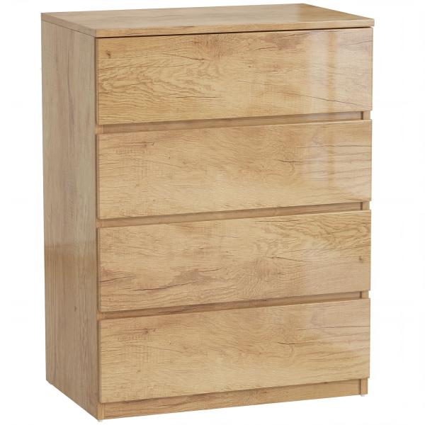 Cómoda de 4 Gavetas para Quarto Moderna Design sem Puxadores para Sala de Jantar Entrada 60x40x80 cm Madeira