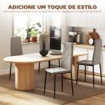 Conjunto de 4 Cadeiras de Sala de Jantar Estofadas em Couro Sintético com Encosto Alto e Pés de Aço 41x50x97 cm Cinza