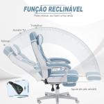Cadeira Gaming Cadeira de Escritório Reclinável Apoio para os Pés Retrátil Suporte Lombar e Almofada para a Cabeça 63x63x115,5 - 123 cm Azul