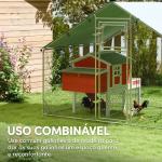 Galinheiro para Exterior 3x2 m Galinheiro de Aço Galvanizado com Comedouro Suspenso Tipo Espeto Poleiro Anti - UV Prata