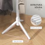 Cabide de Pé de Madeira com 8 Ganchos para Pendurar Roupa e Bolsas para Corredor Entrada 40x40x165 cm Branco