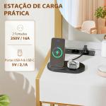 Toucador de Maquilhagem com Espelho e Banco Acolchoado Estação de Carregamento 2 Gavetas 3 Prateleiras para Quarto Branco