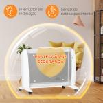Aquecedor Elétrico 1000W/2000W Aquecedor de Mica com 2 Níveis de Potência e Termostato Regulável 79x27x54 cm Branco