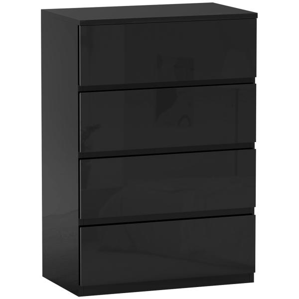Cómoda com 4 Gavetas de Madeira Cómoda de Dormitório Cómoda Branca para Sala de Estar Estilo Moderno 55x34x80 cm Preto