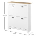 Sapateira Estreita de Entrada com 2 Gavetas Abatíveis Prateleiras Ajustáveis para 12 Pares de Sapatos 79x23x90,5 cm Branco