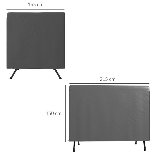 Capa Protetora para Baloiço de Jardim de 3 Lugares 215x155x150 cm Impermeável com Fecho de Correr Cinza Escuro