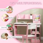 Secretária e Cadeira Infantil com Arrumação para Estudo, Leitura e Brincadeiras Rosa