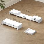 Suporte para Monitor com Ângulo e Comprimento Ajustável e 2 Gavetas para Escritório 60 - 116x22x12 cm Branco