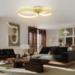 Candeeiro de Teto LED 40W Candeeiro Moderno com Iluminação LED 3000K/4000K/6500K 59x38x7,4 cm Dourado
