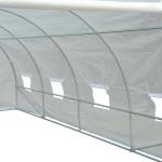 Estufa Tipo Túnel 595x300x200 cm com 8 Janelas e Cobertura de Polietileno para Cultivo de Plantas Estrutura de Aço 24mm para Jardim Branco