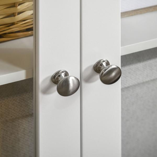 Aparador para Sala de Estar com 2 Portas de Vidro 3 Gavetas e Prateleira Ajustável para Cozinha Sala de Jantar 120x40x70 cm Branco e Madeira