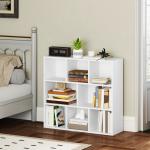 Estante de 3 Níveis Estante para Livros com 8 Compartimentos Desenho Vertical ou Horizontal 74,3x24x80 cm Branco