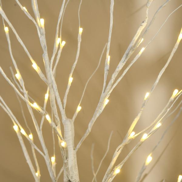 Árvore de Bétula com 96 Luzes LED IP44 Branco Quente Ramos Flexíveis Árvore de Decoração 22x22x150cm Branco