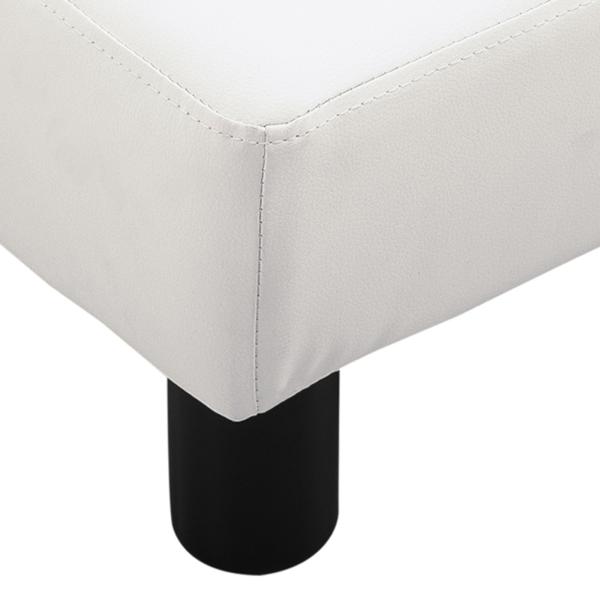 Apoio para os Pés Octomano Banco Pequeno Estofado em Pele Sintética com Assento Acolchoado e Pés de Plástico 40x30x24 cm Branco