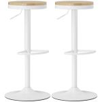 Conjunto de 2 Bancos de Bar Giratórios Bancos Altos de Cozinha com Descanso para Pés 38,5x38,5x60 - 80 cm Madeira e Branco
