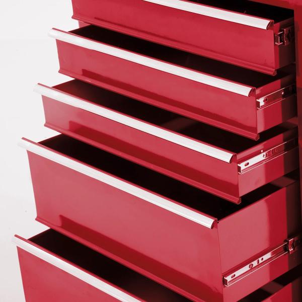 Carrinho de Ferramentas para Oficina com Rodas e 5 Gavetas Fechadura e Alça Lateral 61,5x33x85 cm Vermelho