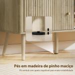 Móvel de TV para Televisão até 55 Polegadas com Porta Acanalada Prateleira Ajustável Compartimentos Abertos 115x35x49 cm Carvalho