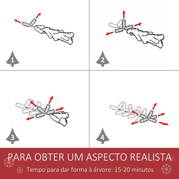 Árvore de Natal Artificial 120cm com 239 Ramas 27 Pinhas e 27 Frutinhas Folhas de PVC PE Base Dobrável e Suporte Metálico Decoração de Natal para Interiores Verde