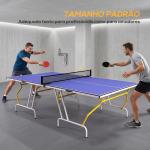 Mesa de Ping - Pong Dobrável com Rede Apoio para os Pés Ajustáveis e Estrutura de Aço para Interior e Exterior 274x152,5x76 cm Azul